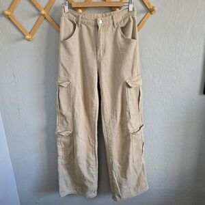 Shein Khaki Wide Leg Cargo Pants Size S